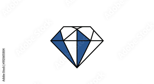 Simple diamond icon with blue facets on white background.