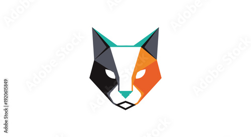 Free Download Geometric fox head illustration with vibrant colors and clean lines. - GFXLoad