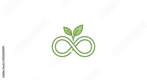 Green Infinity Symbol with Leaves Logo Design.