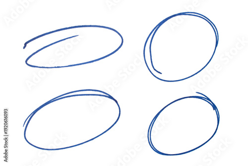 Bild auf Leinwand Set of blue highlight circles on transparent background cut out design elements
