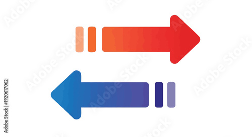 Two opposite direction arrows in gradient colors indicating contrast