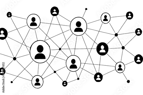 social network concept,
Network Background with Points Lines and People Icons