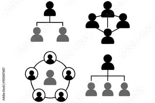 social network concept,
People Network and Connecting People Icon Set Vector