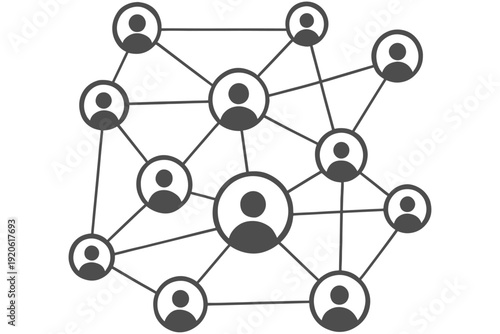 social network concept,
People Nodes Network Silhouette Vector on White Background
