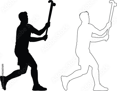 Two silhouettes demonstrating different hammer throwing techniques in athletic stances