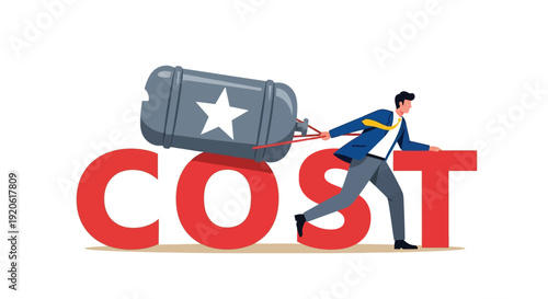 Man pushing cost while carrying heavy weight with star