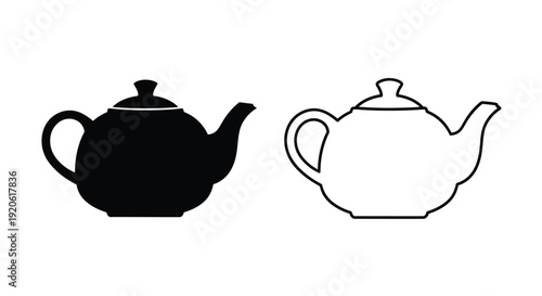 Two teapot silhouettes one solid black the other a white outline