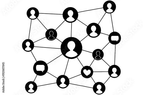 social network concept,
Social Network Concept Illustration with Connected People