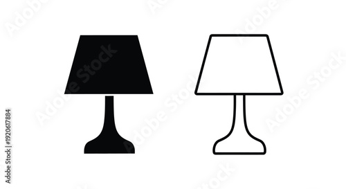 Two simple lamp silhouettes one black and one white are displayed