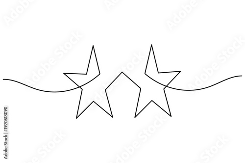 Continuous line twin stars with flowing wave minimalist abstract illustration