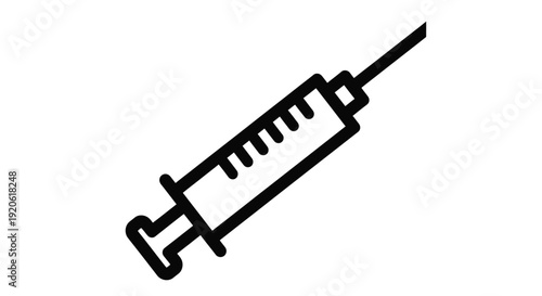 Simple black outline illustration of a medical syringe on white