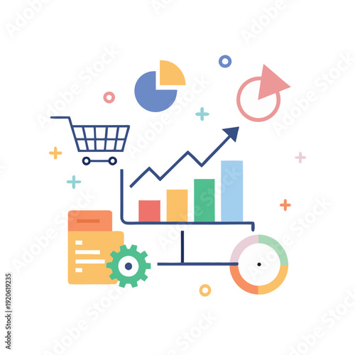 Minimalist Conversion Rate Optimization Icon with Flat Design Elements