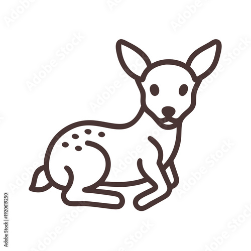 A stylized illustration of a small dog sitting calmly on a plain background