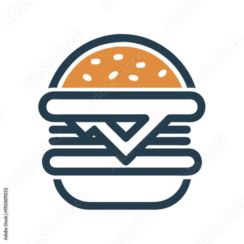 Delicious burger with a checkmark symbol indicating approval or quality assurance.