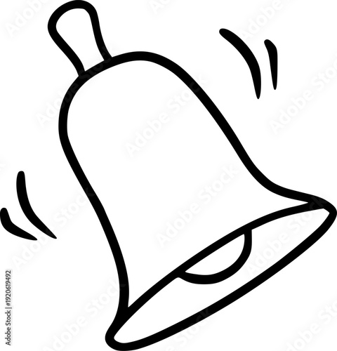 Hand-drawn ringing bell icon simple doodle illustration for notification or alert symbol isolated on white background