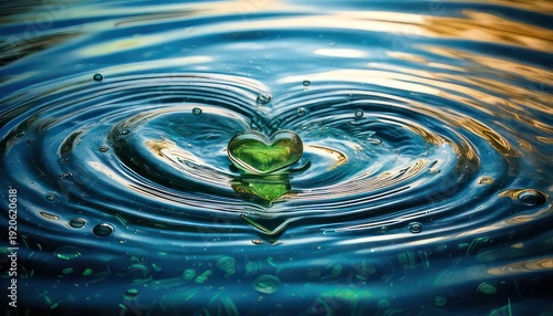 Captivating Water Drop Impact - Ripples and Reflections in a Serene Pool.