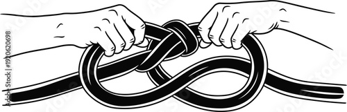 Hands tying a knot vector illustration