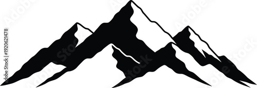 Majestic mountain range silhouette with rugged peaks for outdoor adventure and wilderness climbing