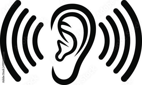 Sound waves emanating from human ear icon vector