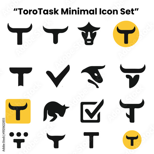 “Minimal Abstract Bull Horn Shaped Like T – Geometric Logo Design”