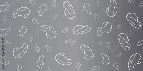 Abstract pattern of scattered light gray organic shapes on a textured gray background