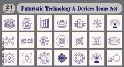 Futuristic Technology & Devices Icons Set