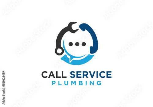 Call Service Plumbing Logo Design Professional and Modern.