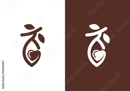 Elegant Heart and Leaf Logo Design for Wellness and Nature.