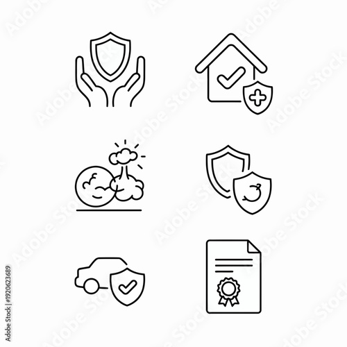 Essential services and protections for modern living and security isolated on white background, Vector, illustration