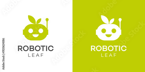 Robotic Leaf Logo Design  Cute AI Character Illustration