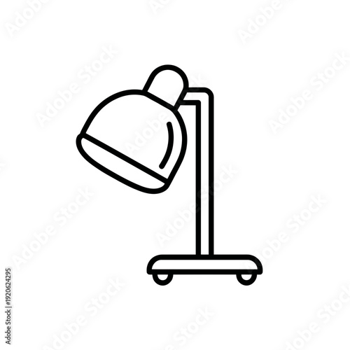 Minimalist desk lamp with adjustable head and wheeled base isolated on white background, Vector, illustration