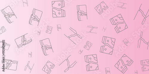 Seamless Pattern of Broken Banknotes on a Gradient Pink Background