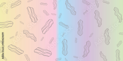 Crispy Bacon Slices Pattern on a Pastel Gradient Background - Delicious Food Illustration