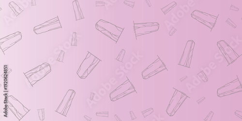 Abstract Pink Pattern with Outline Drawing of Small Cups Scattered