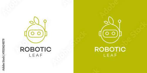 Robotic Leaf Logo Design  Modern Line Art Concept