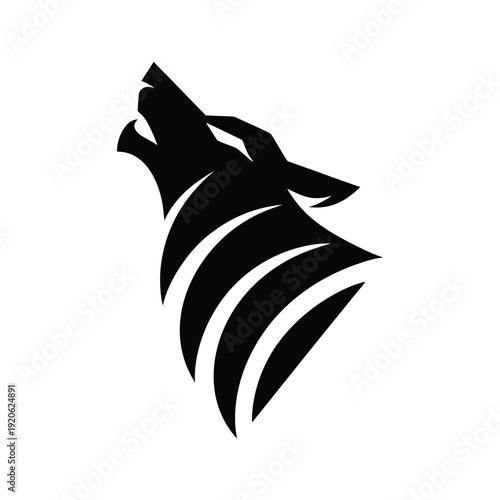 Stunning black wolf silhouette howling at night