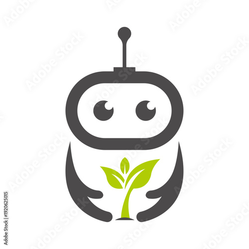 EcoFriendly Robot Icon  Sustainable Technology Concept
