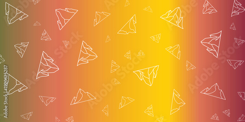 Vibrant Gradient Background with Repeating Outline Mountain Graphics