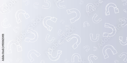 Seamless pattern of horseshoe magnets on a light blue background, great for science or physics themes