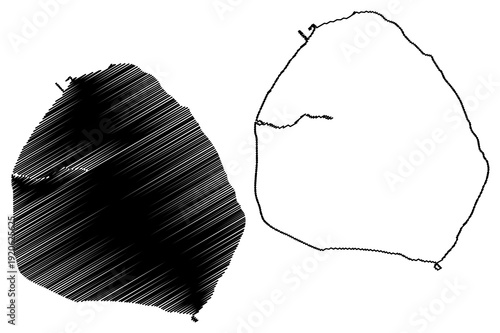 Mikura-jima island (Japan, East Asia, Japanese archipelago, Izu Islands) map vector illustration, scribble sketch Mikurajima map