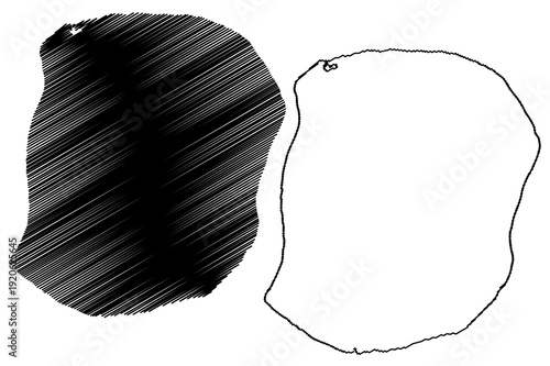 Minamidaitojima island (Japan, East Asia, Japanese archipelago) map vector illustration, scribble sketch Minami Daito or Minami-Daito map