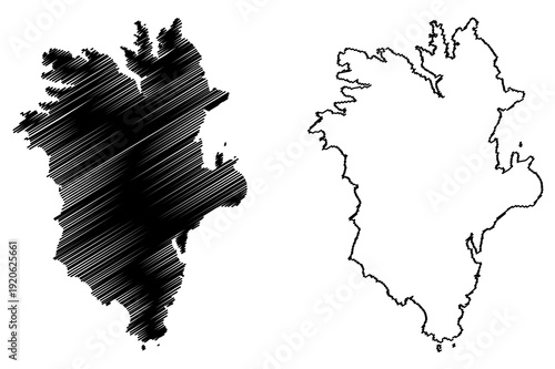 Nagashima island (Japan, East Asia, Japanese archipelago) map vector illustration, scribble sketch Nagashima map