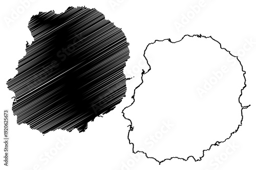 Miyake-jima island (Japan, East Asia, Japanese archipelago, Izu Islands) map vector illustration, scribble sketch Miyakejima map