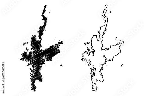 Nakadori island (Japan, East Asia, Japanese archipelago, Goto Islands) map vector illustration, scribble sketch Nakadori map