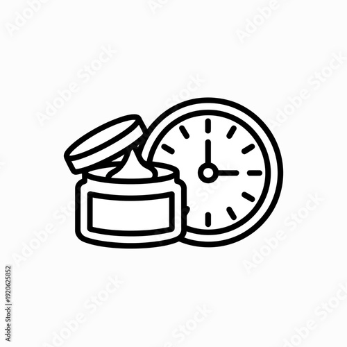 Medication reminder with a clock icon symbolizing time management for doses isolated on white background, Vector, illustration