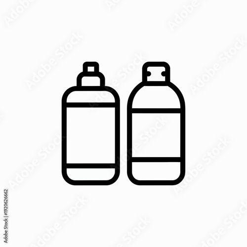 Two identical spray bottles standing side by side in a minimalist design. isolated on white background, Vector, illustration