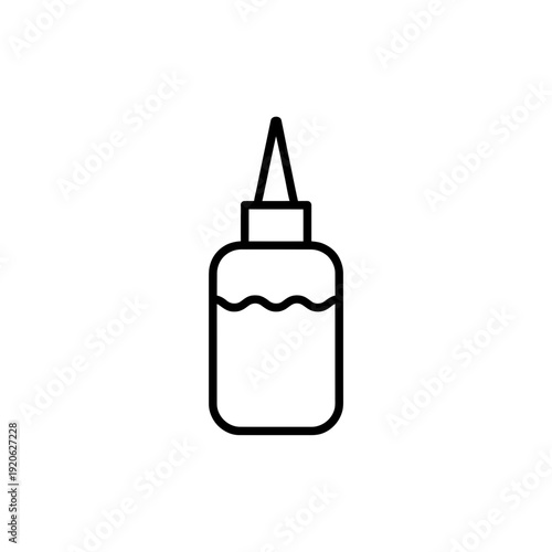 A simple illustration of a bottle with a brush tip dispenser for liquids like glue or paint. isolated on white background, Vector, illustration