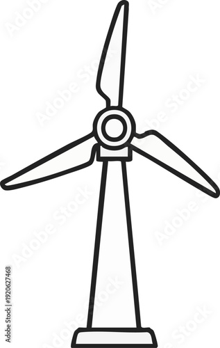 Minimalist wind turbine line icon, clean energy symbol in vector illustration.