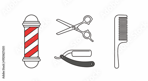 Barber shop tools illustration isolated on white background for design