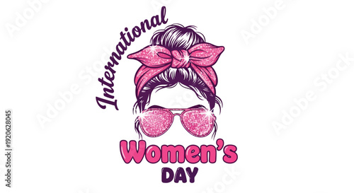 International womens day illustration with stylish woman face